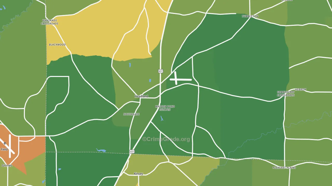 Headland, AL Map of Vandalism Rates
