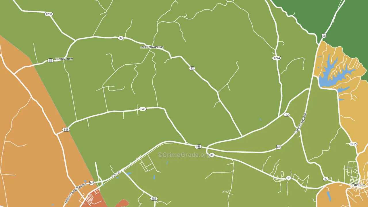 Headquarters, KY Map of Vandalism Rates