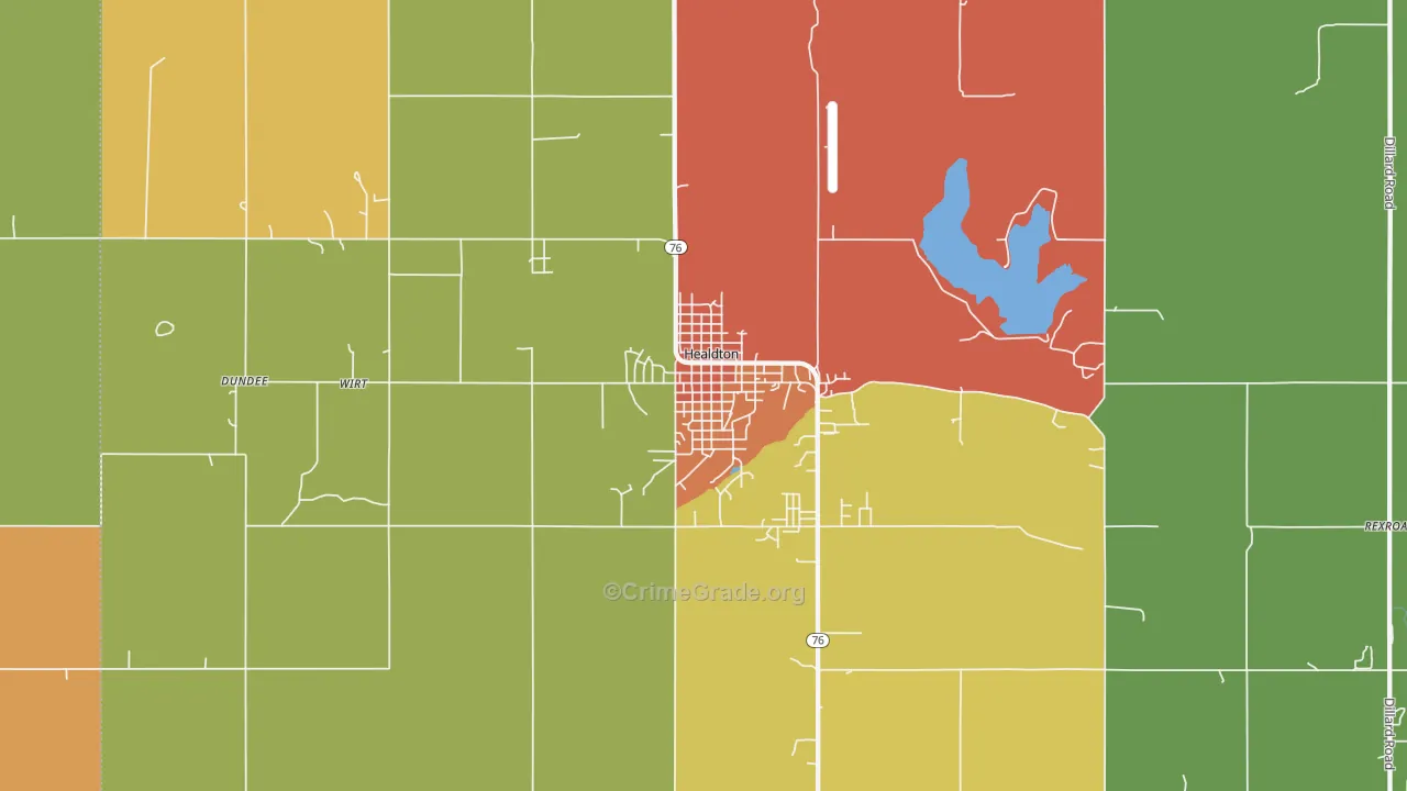 Healdton, OK Map of Vandalism Rates