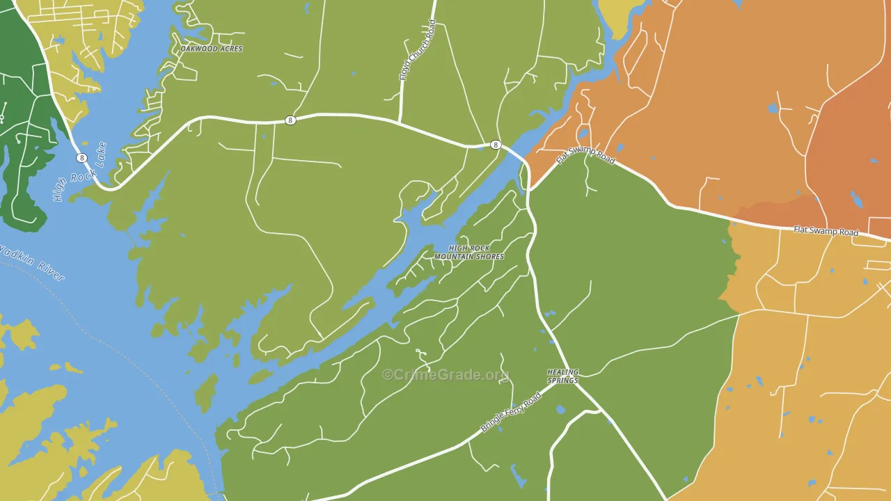 Healing Springs, NC Map of Vandalism Rates