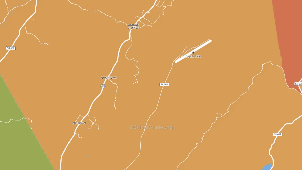 Healing Springs, VA Map of Vandalism Rates