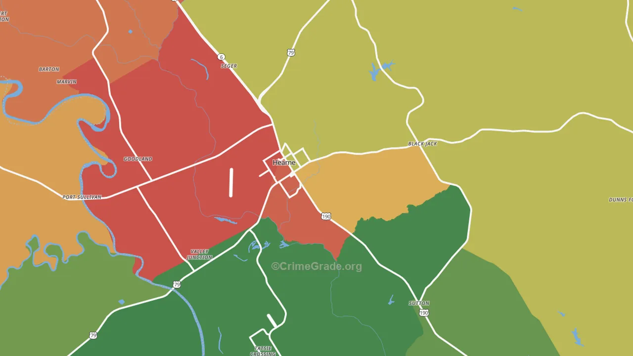 Hearne, TX Map of Vandalism Rates
