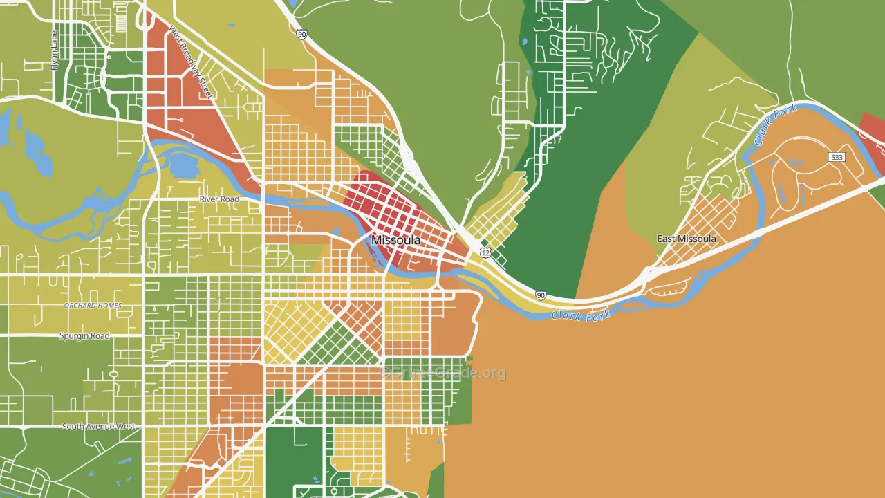 Heart of Missoula, Missoula, MT Map of Vandalism Rates