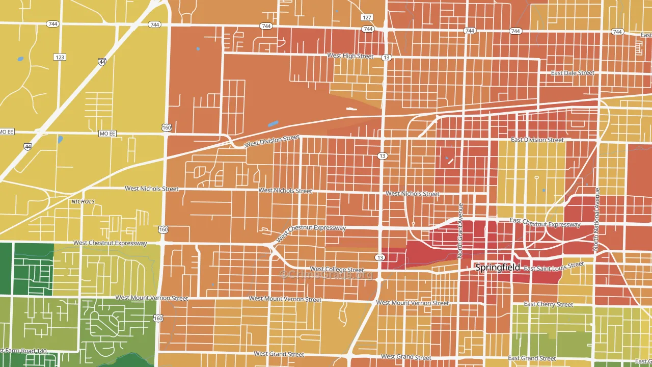 Heart of the Westside, Springfield, MO Map of Vandalism Rates