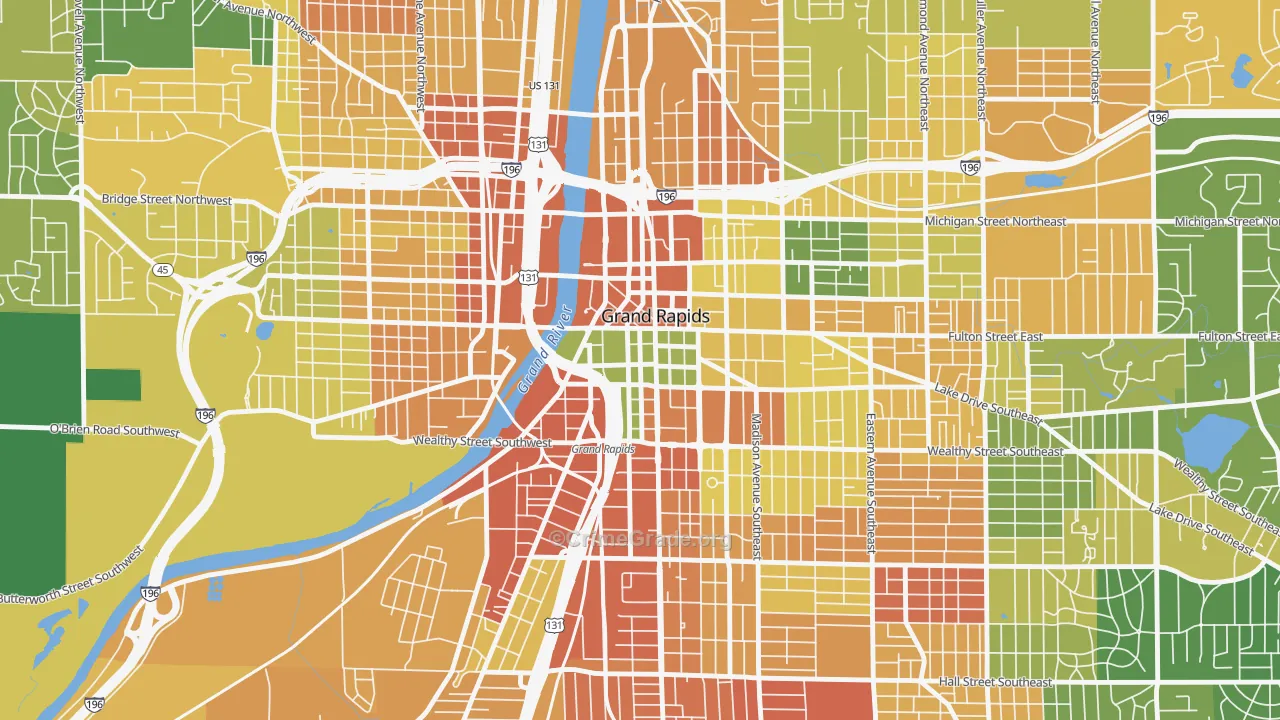 Heartside-Downtown, Grand Rapids, MI Map of Vandalism Rates