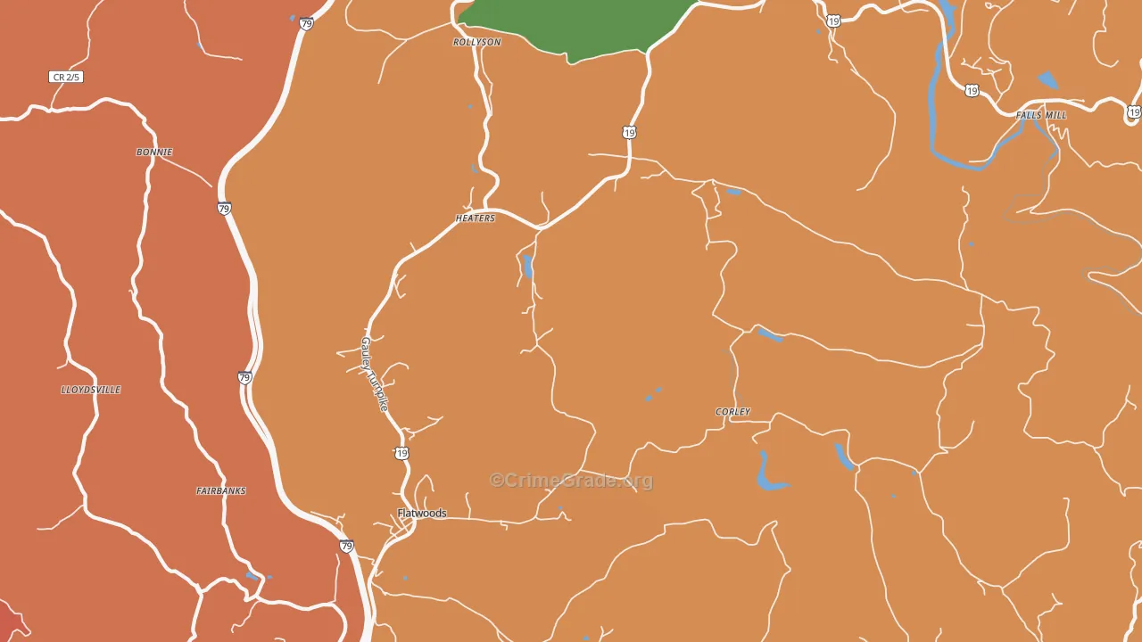 Heaters, WV Map of Vandalism Rates