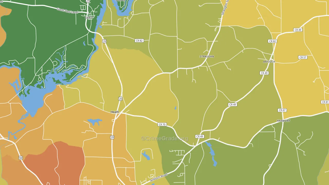 Heath, AL Map of Vandalism Rates