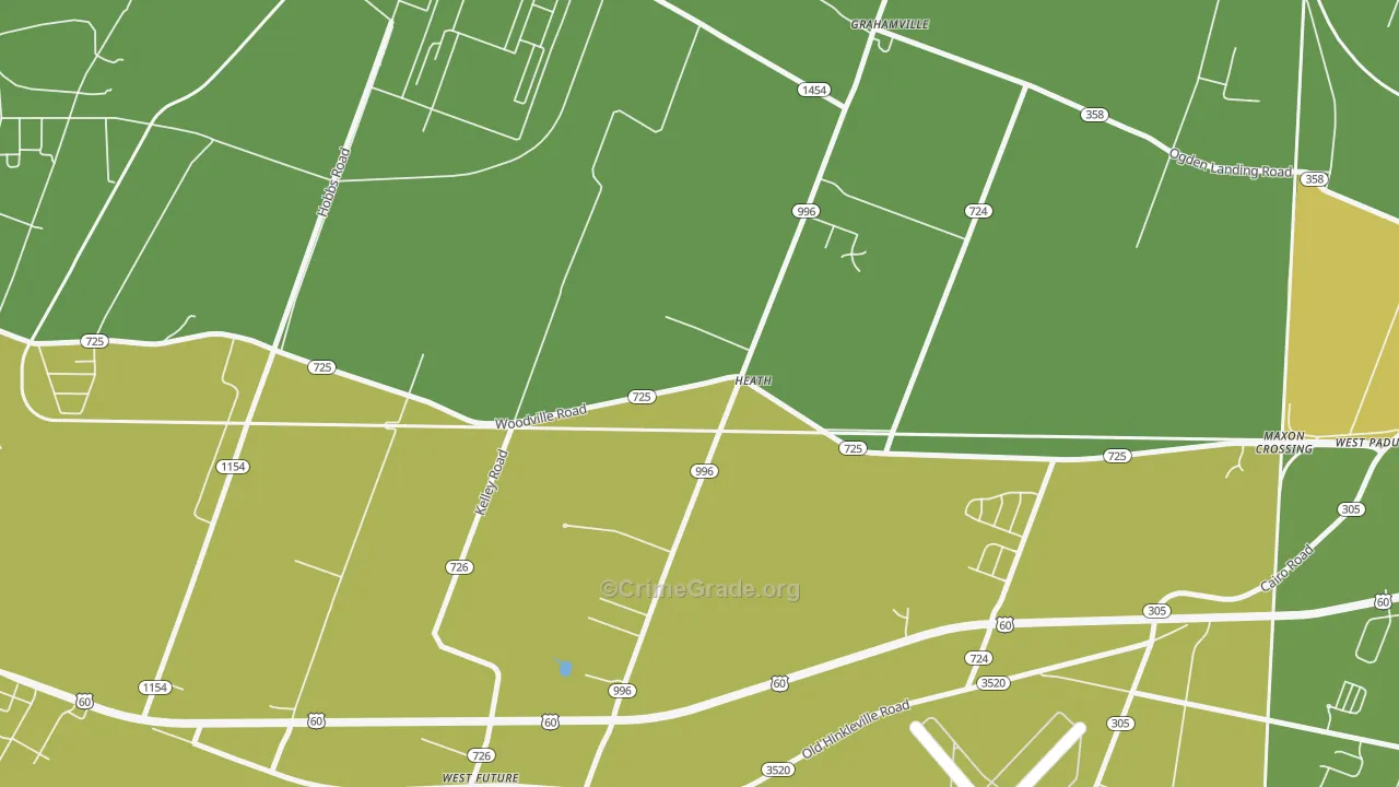 Heath, KY Map of Vandalism Rates