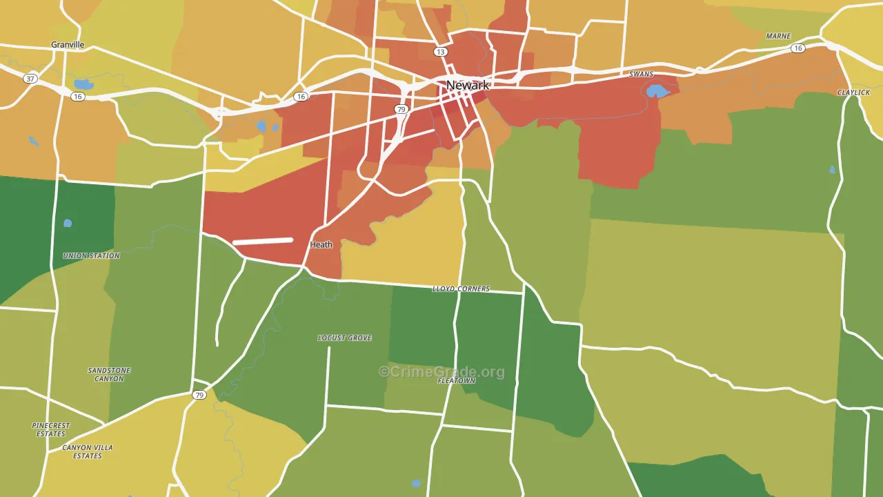 Heath, OH Map of Vandalism Rates
