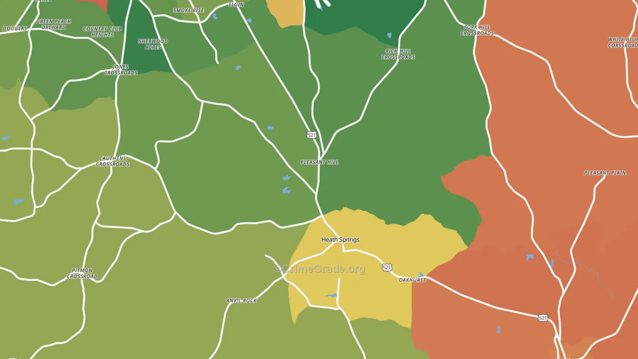 Heath Springs, SC Map of Vandalism Rates
