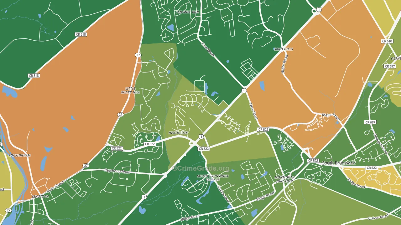 Heathcote, NJ Map of Vandalism Rates
