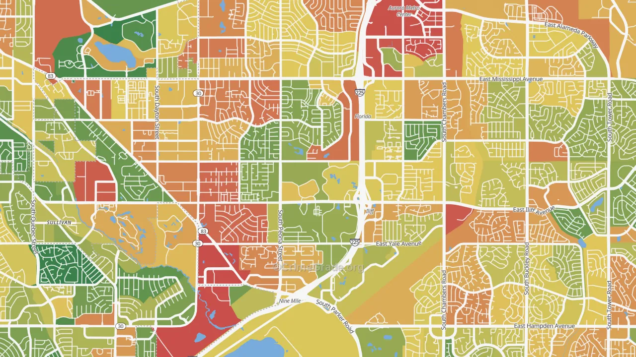Heather Ridge, Aurora, CO Map of Vandalism Rates
