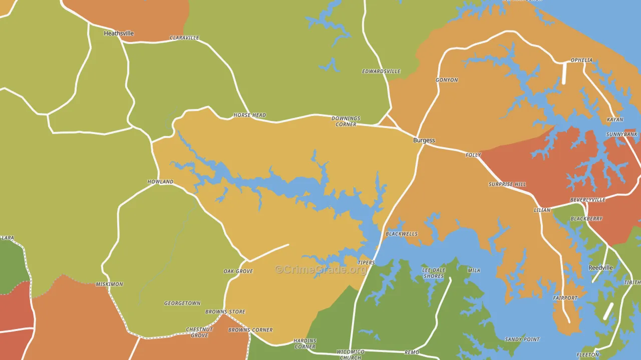 Heathsville, VA Map of Vandalism Rates