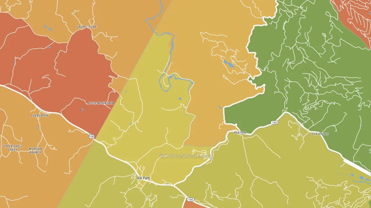 Heaton, NC Map of Vandalism Rates