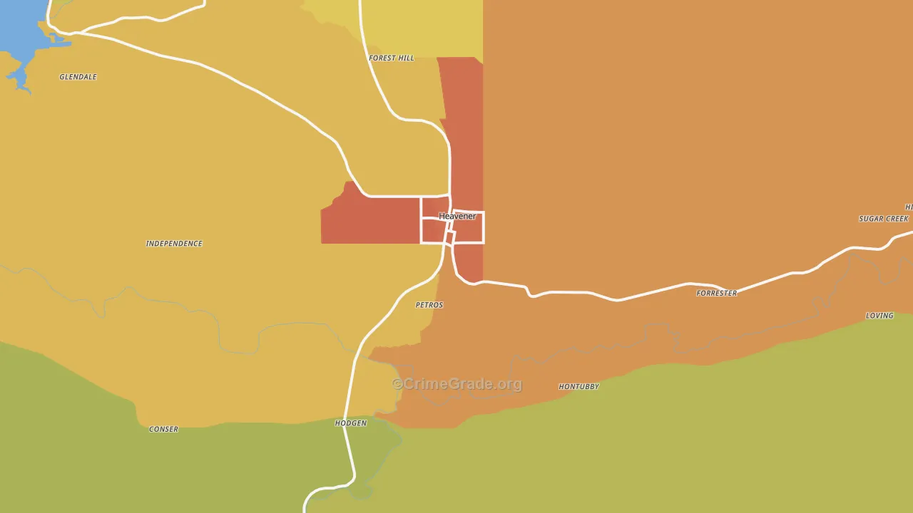 Heavener, OK Map of Vandalism Rates