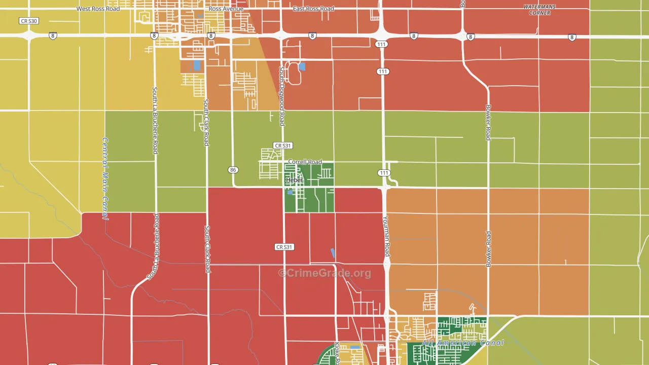 Heber, CA Map of Vandalism Rates