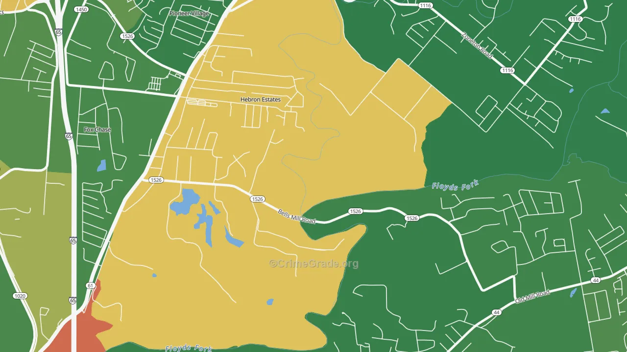 Hebron Estates, KY Map of Vandalism Rates