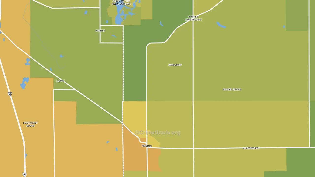 Hebron, IN Map of Vandalism Rates