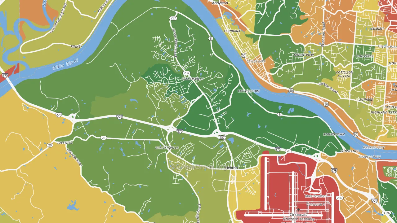 Hebron, KY Map of Vandalism Rates