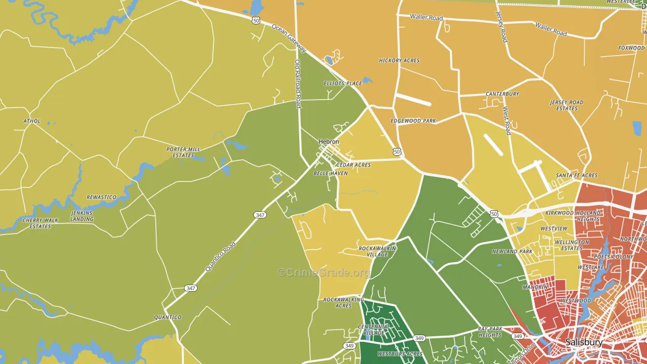 Hebron, MD Map of Vandalism Rates