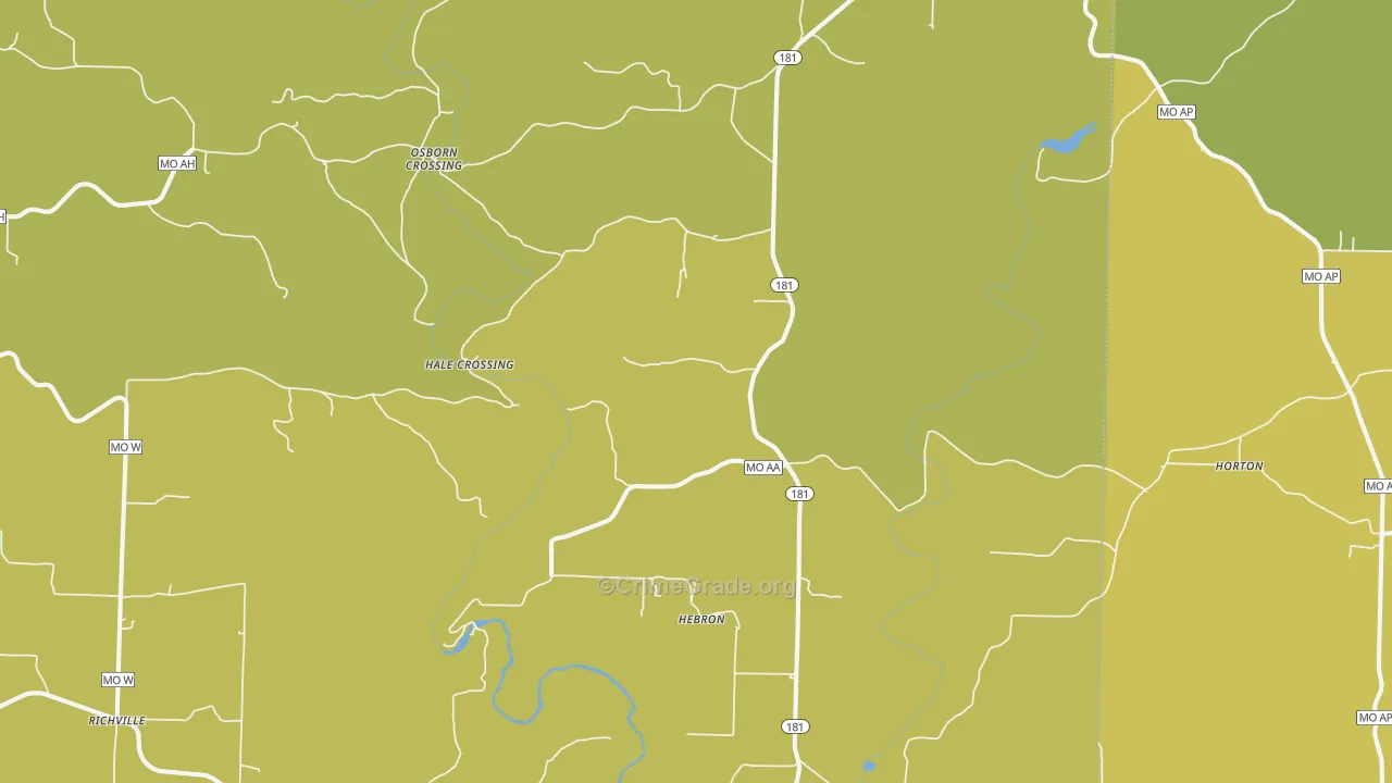 Hebron, MO Map of Vandalism Rates