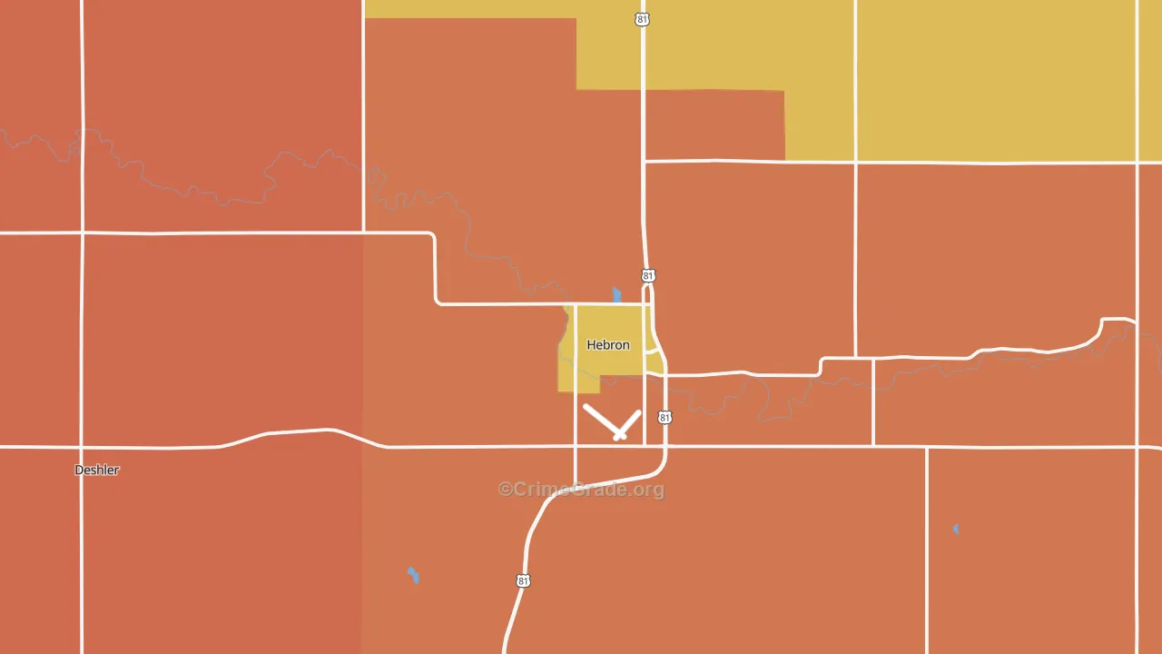 Hebron, NE Map of Vandalism Rates