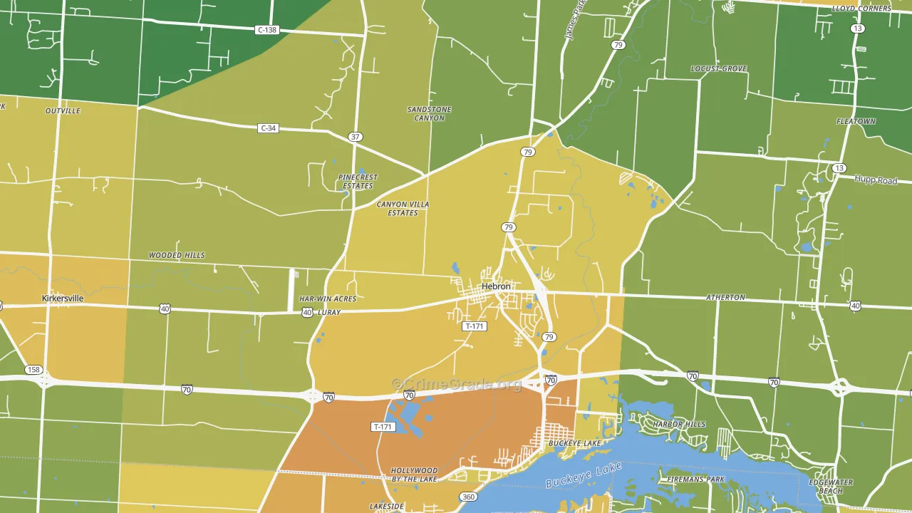 Hebron, OH Map of Vandalism Rates