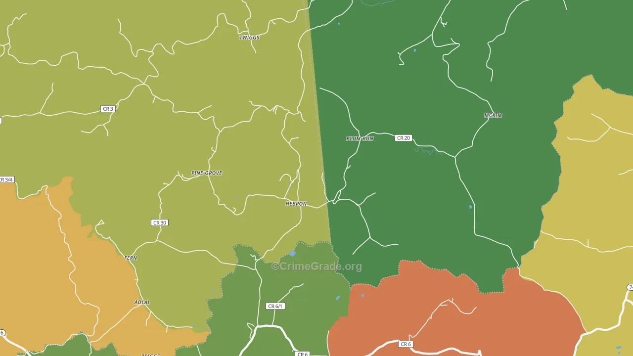 Hebron, WV Map of Vandalism Rates