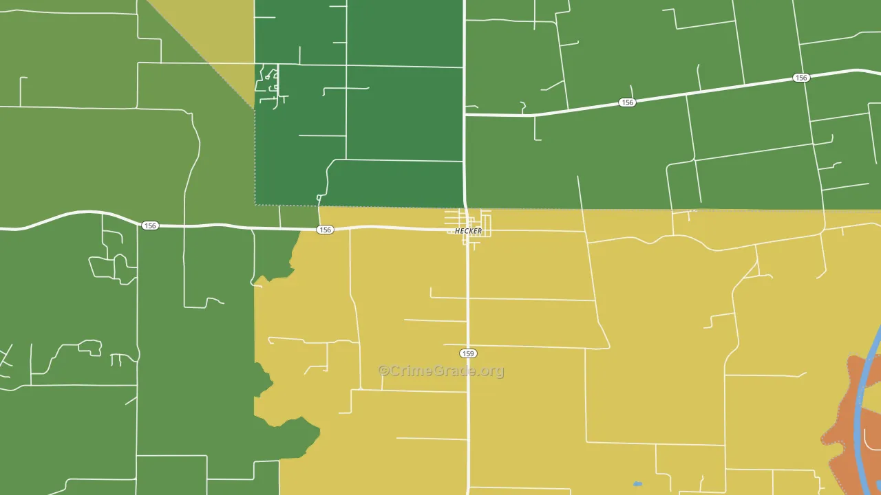 Hecker, IL Map of Vandalism Rates