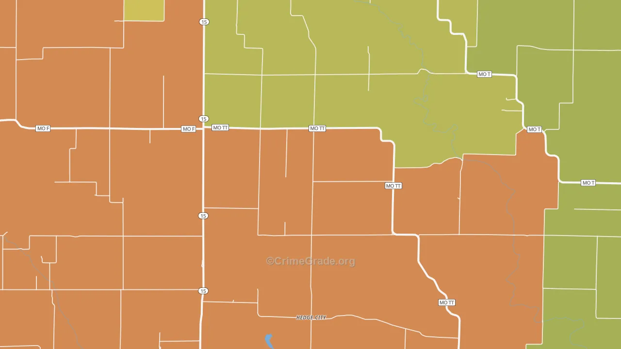 Hedge City, MO Map of Vandalism Rates