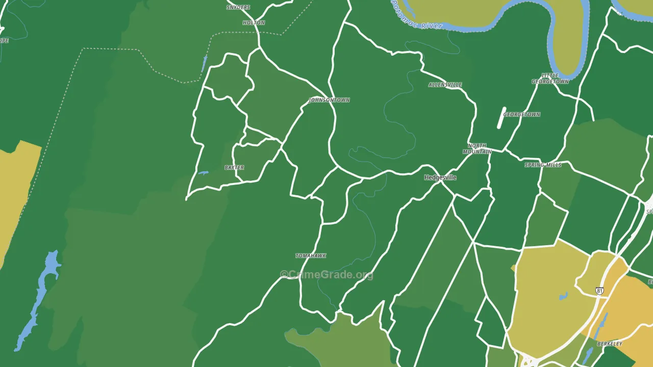 Hedgesville, WV Map of Vandalism Rates