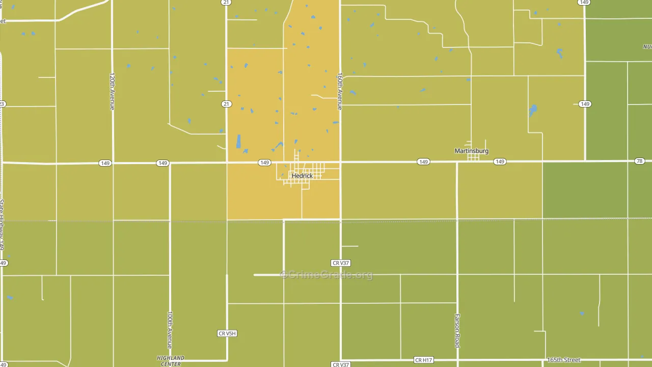 Hedrick, IA Map of Vandalism Rates