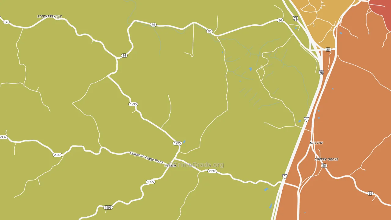 Heekin, KY Map of Vandalism Rates