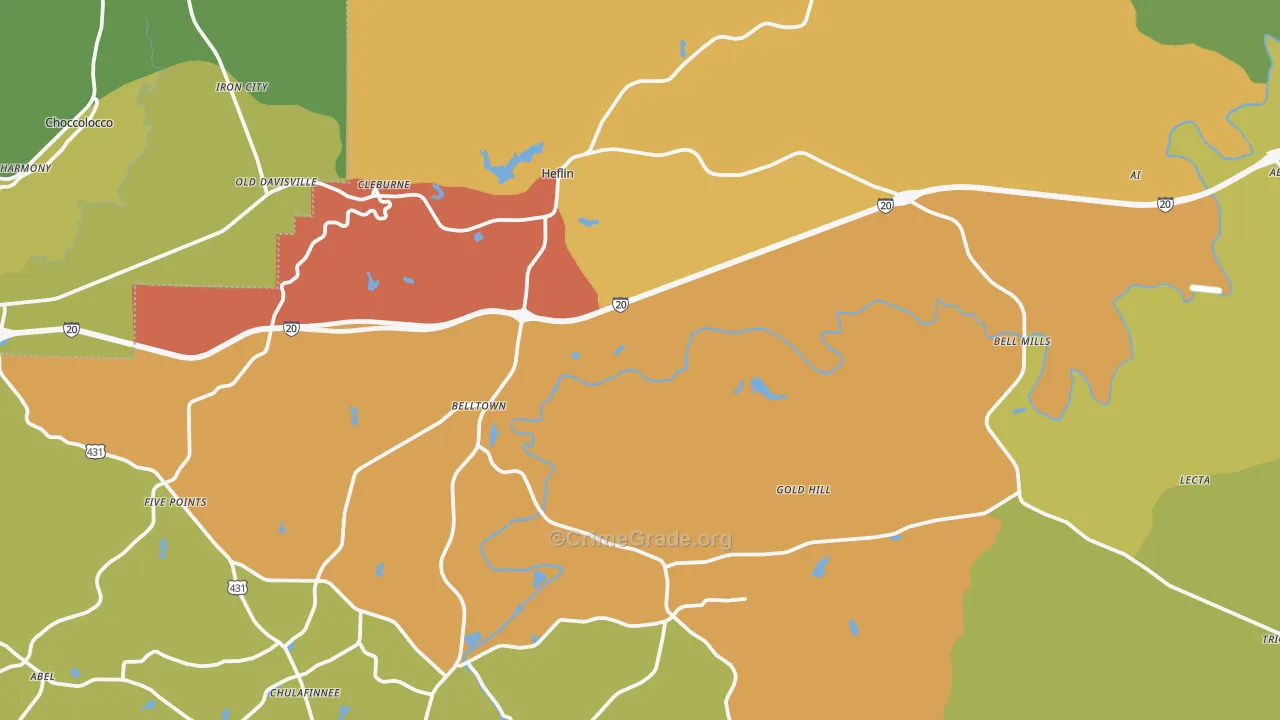 Heflin, AL Map of Vandalism Rates