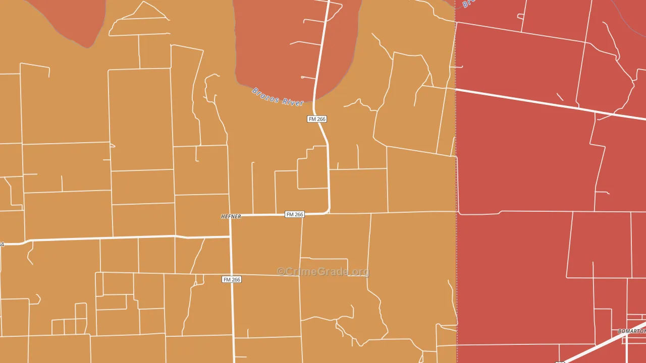 Hefner, TX Map of Vandalism Rates