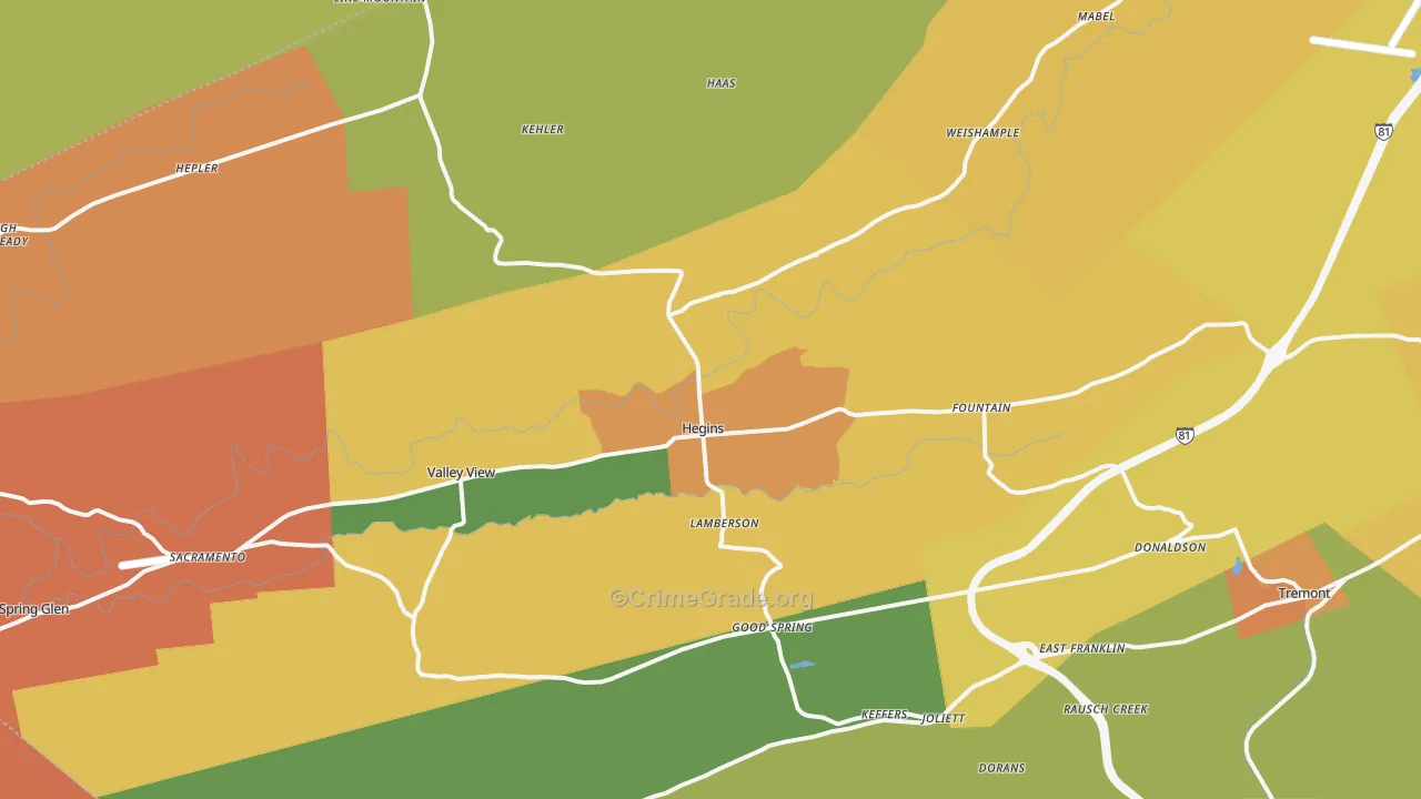 Hegins, PA Map of Vandalism Rates
