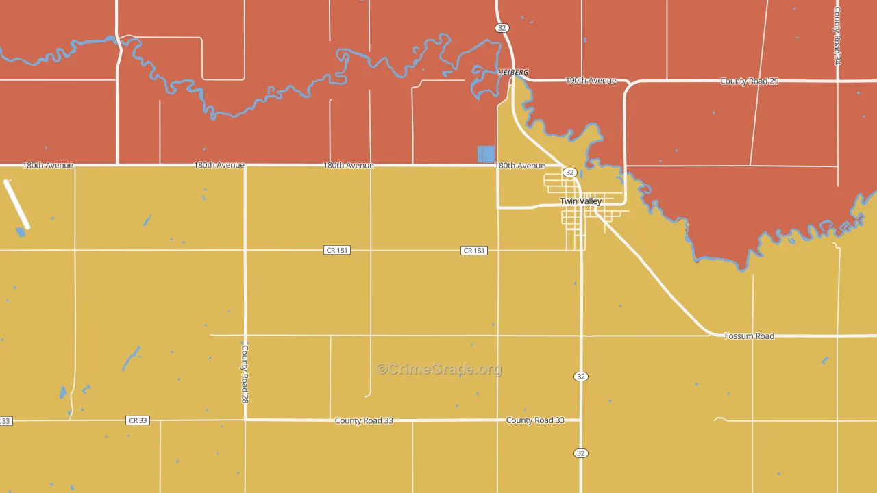 Heiberg, MN Map of Vandalism Rates
