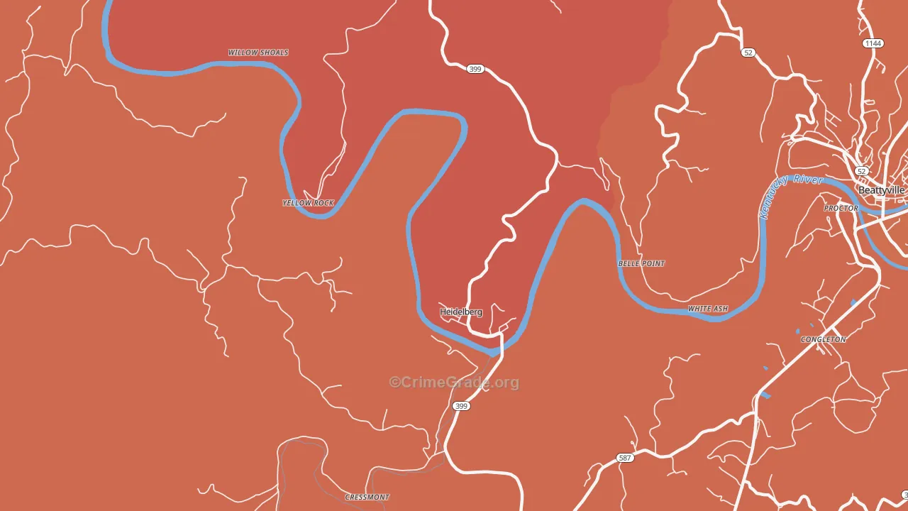 Heidelberg, KY Map of Vandalism Rates