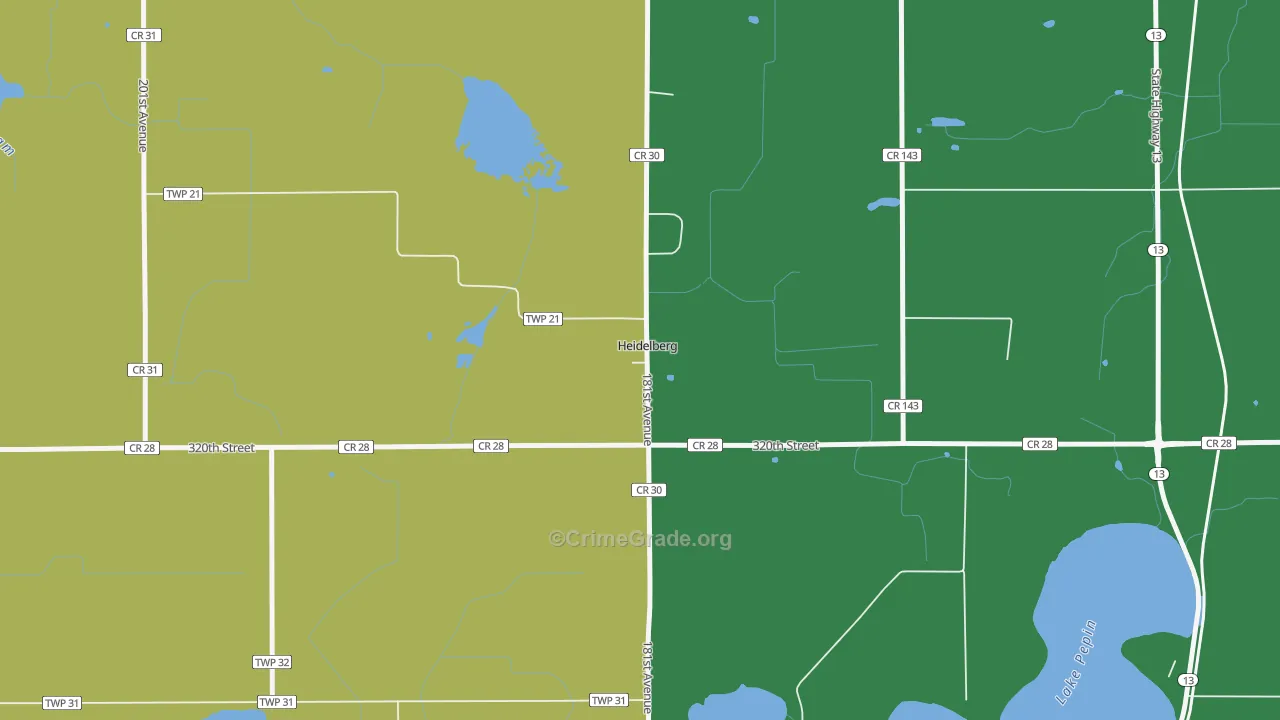 Heidelberg, MN Map of Vandalism Rates