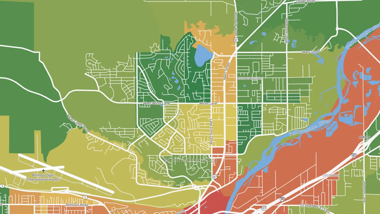 Heights, Billings, MT Map of Vandalism Rates