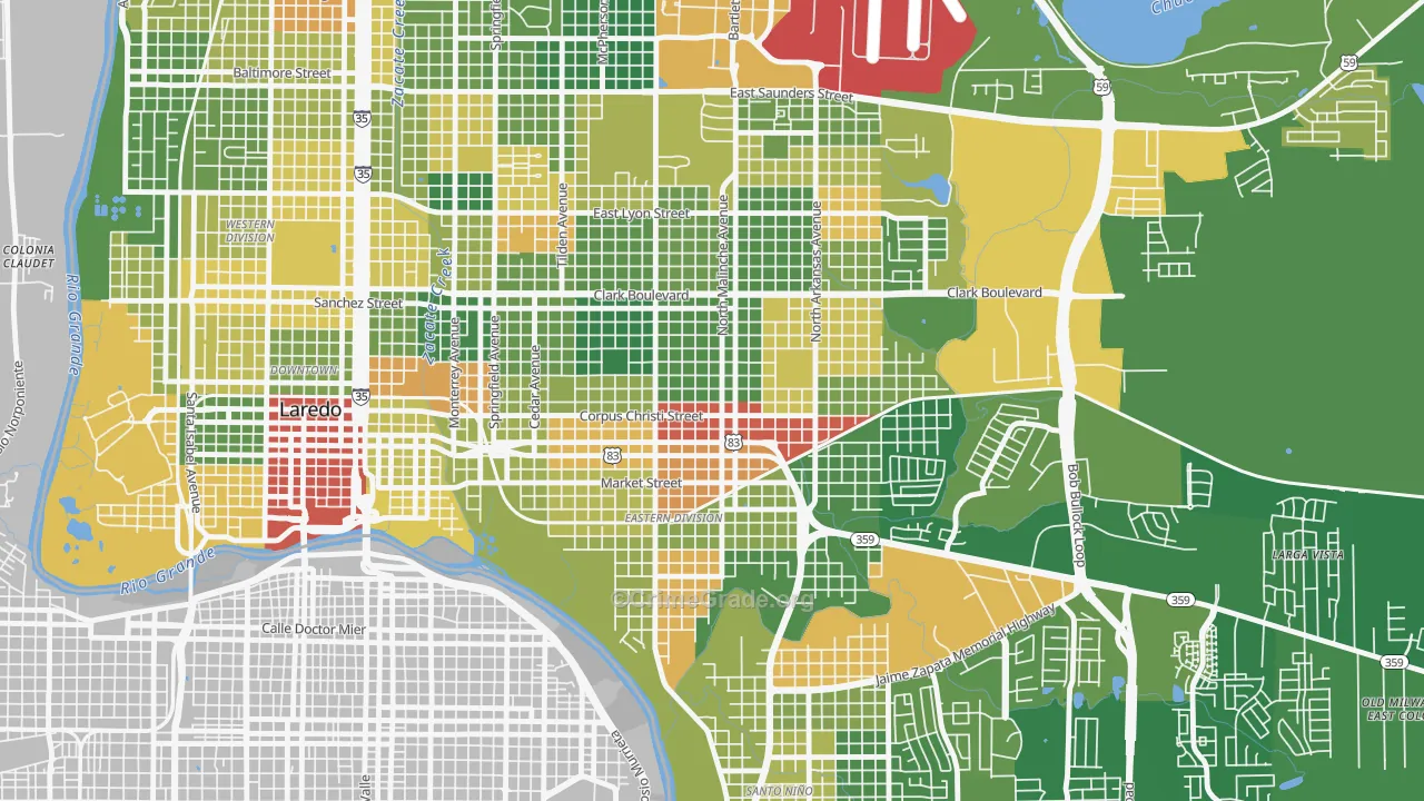 Heights, Laredo, TX Map of Vandalism Rates