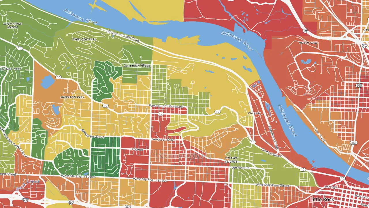 Heights, Little Rock, AR Map of Vandalism Rates