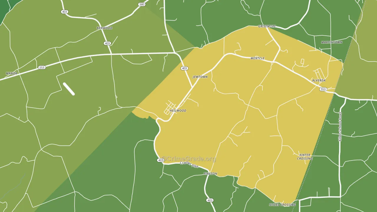 Heilwood, PA Map of Vandalism Rates