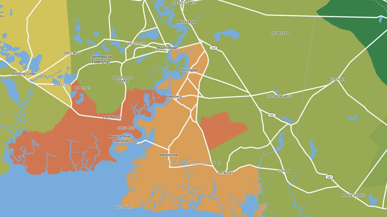 Heislerville, NJ Map of Vandalism Rates