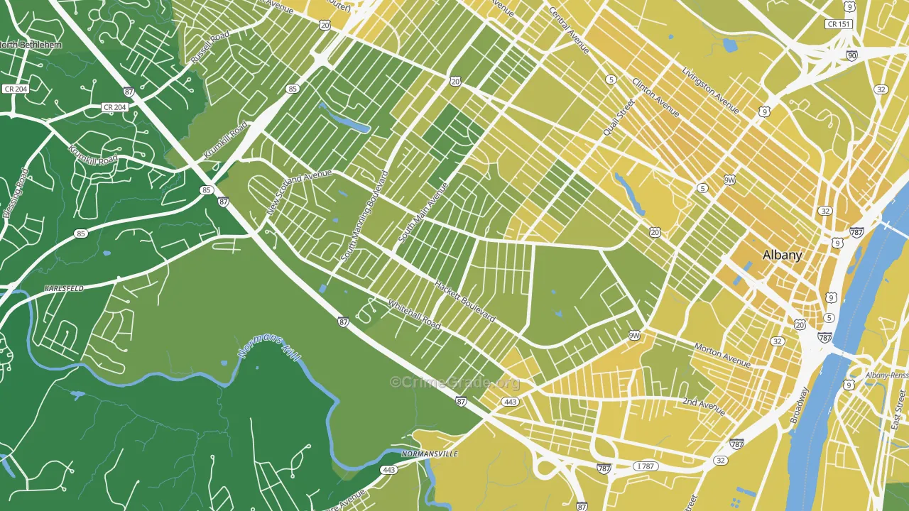 Helderberg, Albany, NY Map of Vandalism Rates