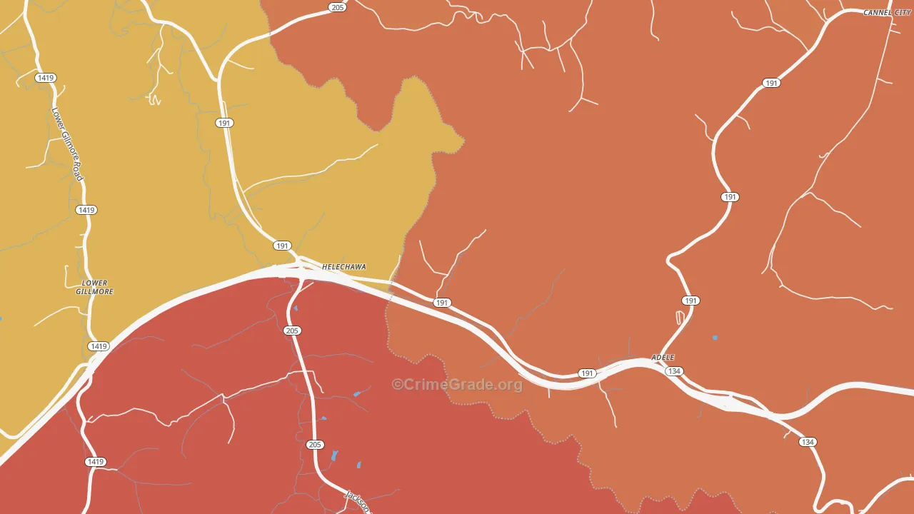 Helechawa, KY Map of Vandalism Rates