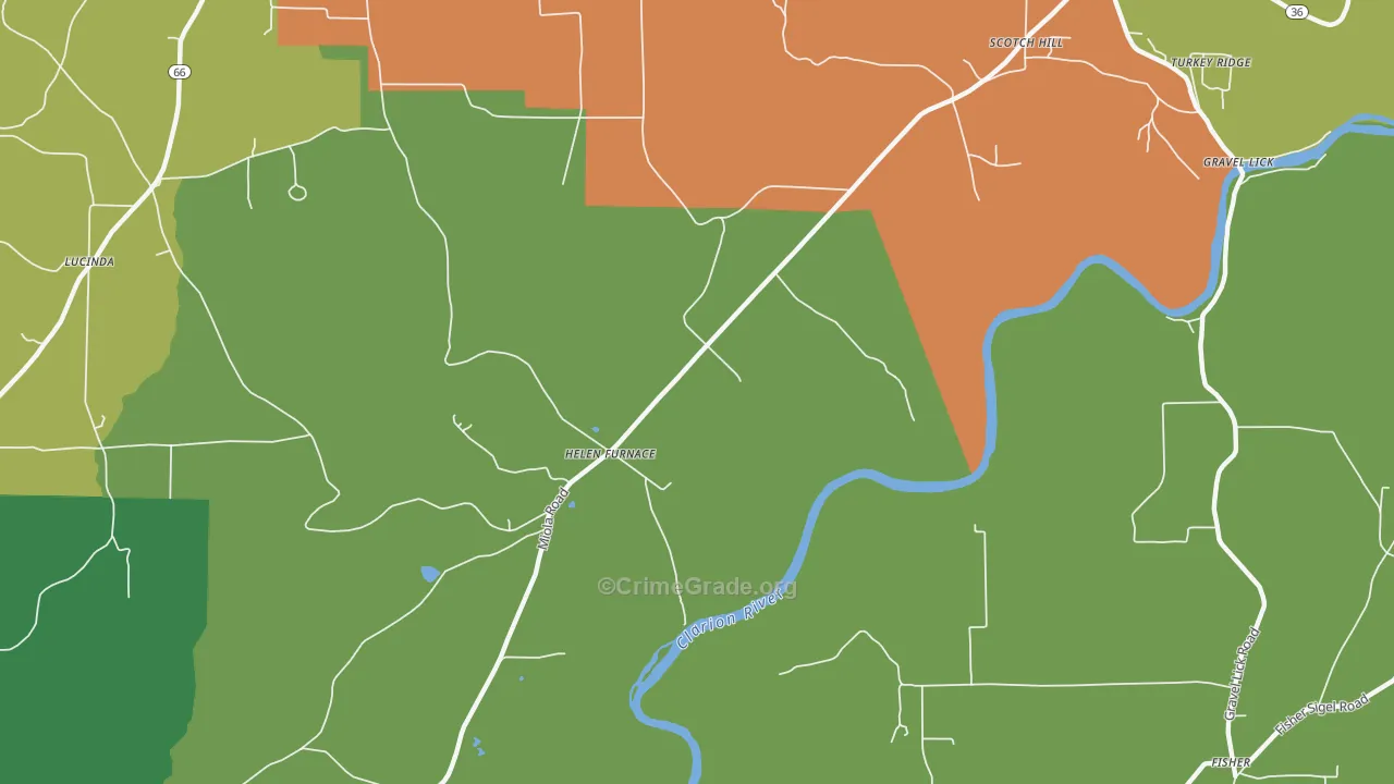 Helen Furnace, PA Map of Vandalism Rates