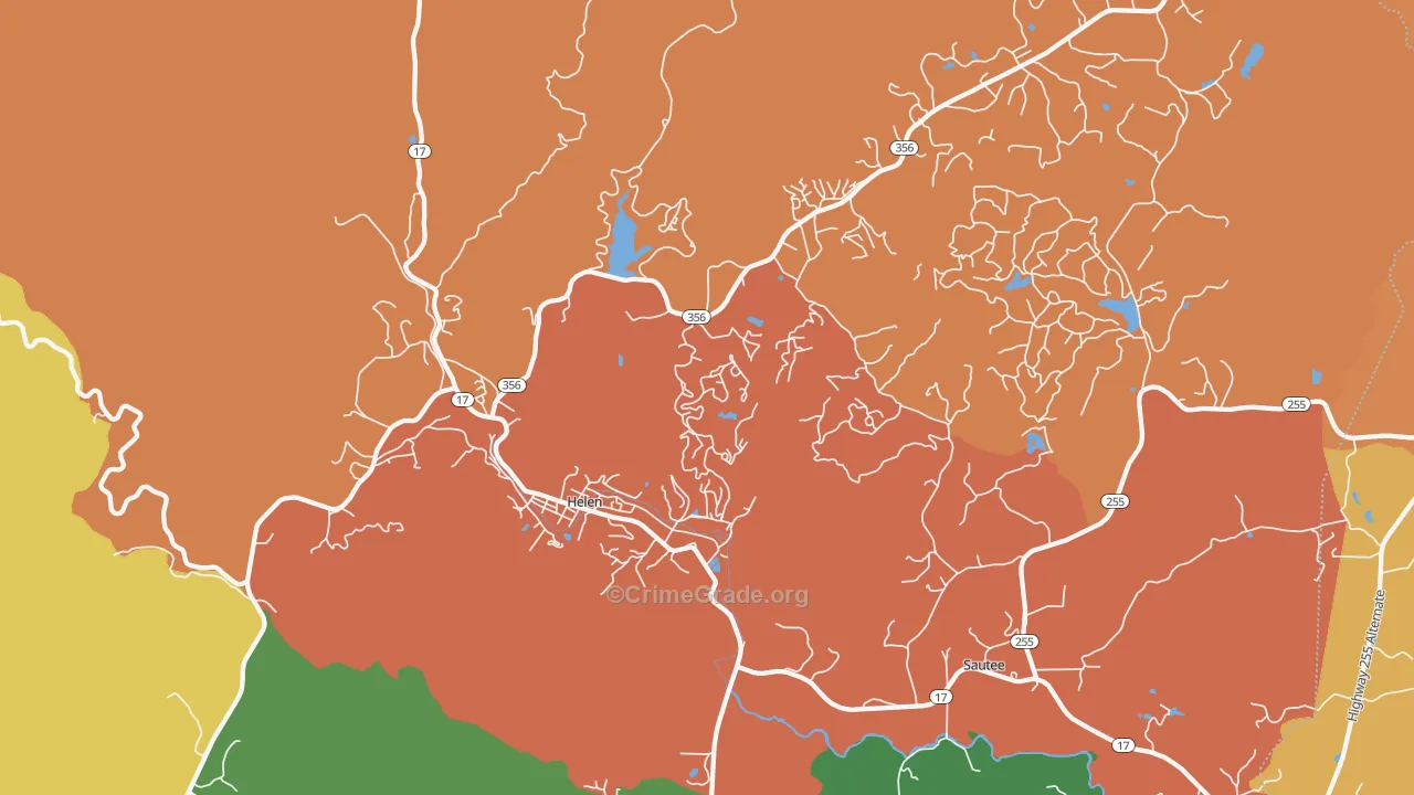 Helen, GA Map of Vandalism Rates