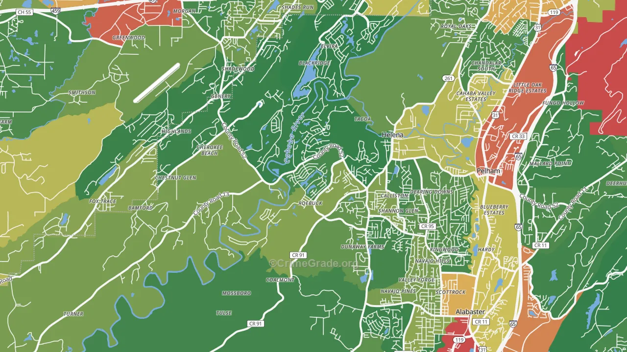 Helena, AL Map of Vandalism Rates