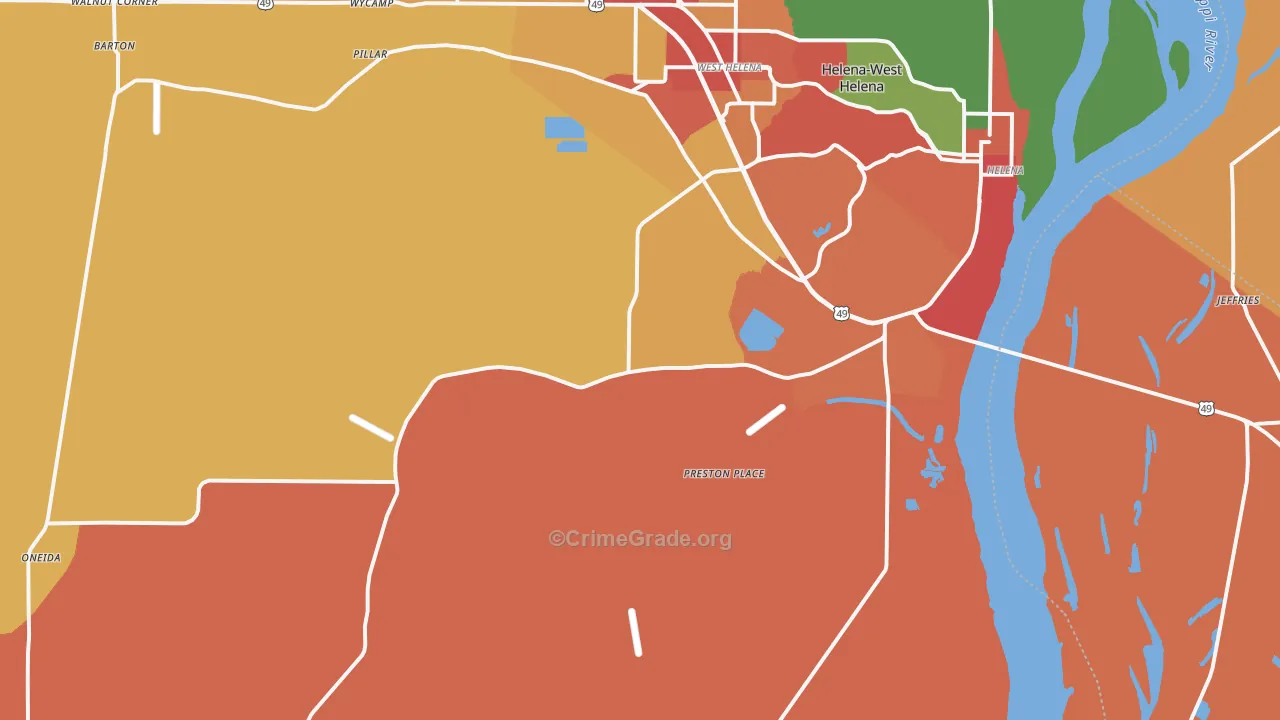 Helena, AR Map of Vandalism Rates
